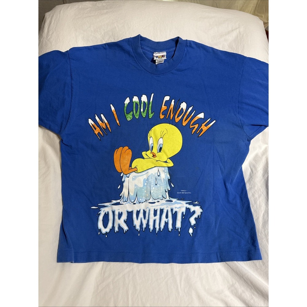 Vtg 1996 Tweety Bird " am I Cool Enough" Single Stitch 2XL USA 24 X 28